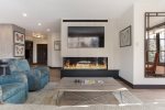 Stylish contemporary fireplace creates a modern focal point in the living room.